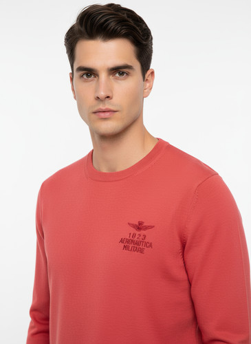 Maglione uomo rosso corallo - maglione,