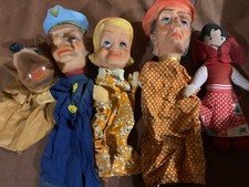BURATTINI MARIONETTE PERSONAGGI VINTAGE EPOCA TESTA GOMMA e TEATRINO ANNI 60 70