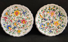 2 Piatti Decorativi Vintage in Ceramica San Gimignano con Immagini Floreali