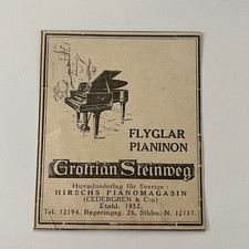 Flyglar Pianinon Grotrian Steinmeg Hirschs Pianogasin 1924 pubblicità svedese SAG9-S9