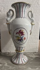 Vaso Fiori Anfora Porcellana e rifiniture dorate manici a Forma Di Donna Vintage