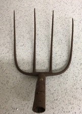 Antique 4 Tine Iron Pitch Fork Hay Head Connecticut Barn Find~Farmhouse Decor