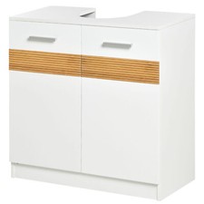 kleankin Mobile Sotto Lavabo Bagno Sottolavandino in Legno Bianco 60x30x60.5cm