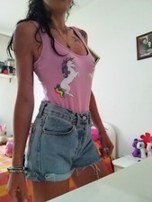 Top  Canotta Body Donna Zara Rosa Lilla M Pegaso Schiena Scoperta