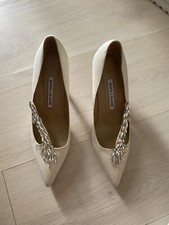 Manolo Blahnik Scarpe Donna,n,38,decollete gioiello,raso di satin,beige chiaro