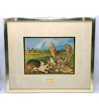 QUADRO SERIGRAFIA SU LAMINA D'ORO-ARTISTA ANTONIO LIGABUE-ANNI 70'-ARTE VINTAGE