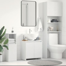 Armadio da Bagno Bianco Truciolato Mobiletto Madia Scaffale Armadietto vidaXL