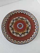 piatto decorativo smaltato - arte popolare bulgara vintage