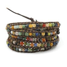 Bracciale Chan Luu con pietre preziose arcobaleno e bottone sterling 32,5-34,5" (prezzo consigliato $205)