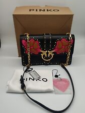 borsa Originale Pinko in vera pelle a tracolla love Classic icon blooming nera 