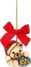 THUN - Addobbo Natalizio Teddy con Regalo in Ceramica Decorata a Mano,... 