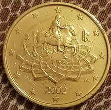 Rarissima moneta da 50 cent.  2002 Italia con Evidentissimi difetti di conio