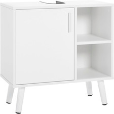 Mobile Bagno Con Anta, Lavandino Con 2 Vani a Giorno, Mobiletto Da Bagno Freesta