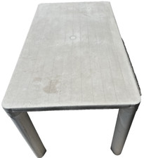 Tavolo in plastica dura bianco per esterno 4 gambe e foro centrale cm. 120X70x77