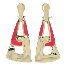 Orecchini a rullo quadrati accentati smaltati placcati oro 23 carati Graziella