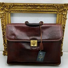 THE BRIDGE CARTELLA A MANO TRE SOFFIETTI LINEA STORY PELLE MARRONE VINTAGE