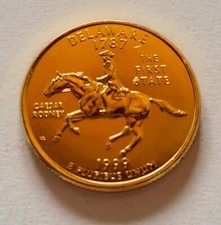 Quarto di Dollaro Quarter Dollar Delaware 1787 24kt Gold