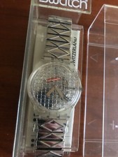 OROLOGIO SWATCH SILVER NET GK 186 SWISS DESIGN GENT 1995 CON CINTURINO ELASTICO