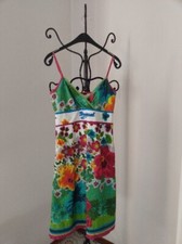 ABITO DONNA marca DESYGUAL, TAGLIA 38, fondo bianco con fantasia fiori colorati