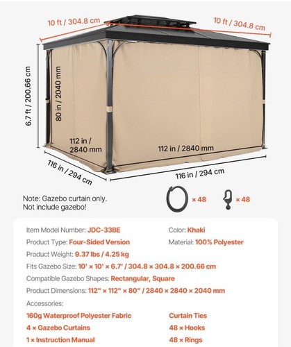 Vevor gazebo tenda - gazebo, privacy
