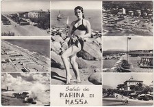 MARINA DI MASSA - SALUTI DA...- VEDUTINE - PIN UP - VIAGG. 1957 -10127-