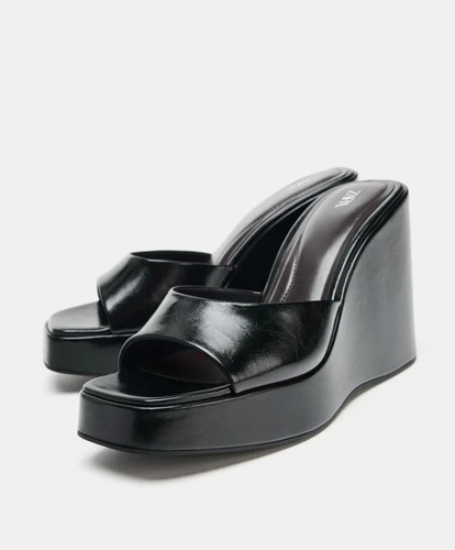 Zara mules con zeppa nera - con,