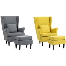 HOMCOM Poltroncina da Camera con Poggiapiedi in Stile Contemporaneo