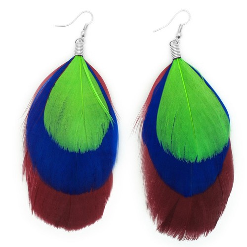 Multicolore piuma orecchini - multicolore,