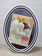 Vassoio ovale in latta metallo vintage Acqua Ferrarelle epoca anni'70 32 x 22 cm