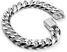 Bracciale Cubano Massiccio Da 10 Mm, in Argento 925, per Uomo, Catena Cubana Cla