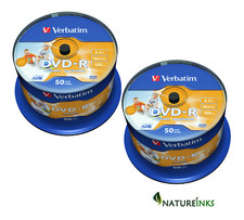 100 DVD-R vuoti Verbatim 43533 16 dischi DVD stampabili senza ID da 4,7 GB Taiwan