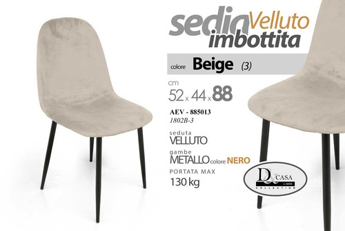 Sedia velluto beige - velluto, nero