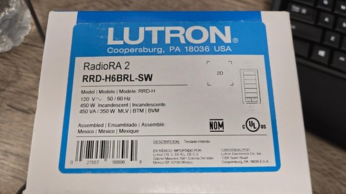 Lutron rrd h6brl radiora - rrd-h6brl-wh, |
