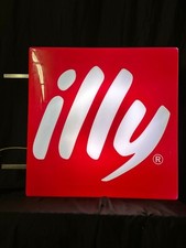 INSEGNA BIFACCIALE TARGA PUBBLICITA LUMINOSA ILLY CAFFE ARREDO BAR PUB PIZZERIA
