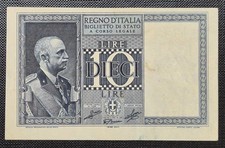 10 lire 1939 Biglietto di Stato Effige Vittorio Emanuele III Fascio *SPL+*