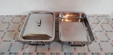 2 TEGLIE DA FORNO RETTANGOLARE ACCIAIO INOX  cm 36 X 27 + COPERCHIO - USATI -