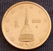 2 Centesimi 2002 Italia. Moneta rara con errore di conio.