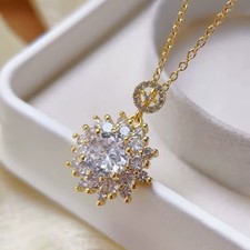 Collana catena in acciaio inox ciondolo a forma di fiore in cristallo di zircone