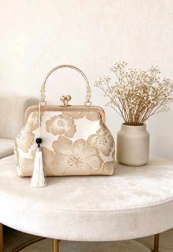 Borsa seta jacquard avorio - borsa,
