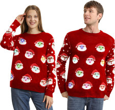 Maglione Natalizio Con Luci LED, Maglioni Natalizi Famiglia Set, Brutti Maglione