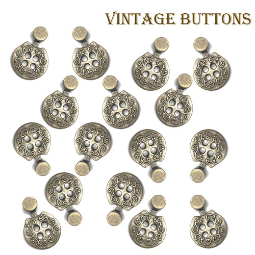 16mm vintage bottoni metallo - bottoni,