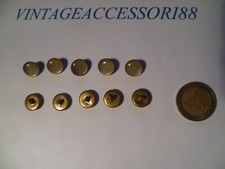 10 PZ BOTTONI VINTAGE ANNI 60 RESINA GIALLO PAGLIA BASE METALLO BRONZO 1,2 CM