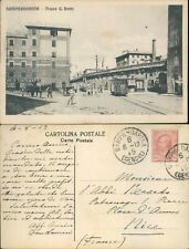 SAMPIERDARENA PIAZZA ANIMATA CON CHIOSCO,TRAM,CARRETTO CON CAVALLI R@R@-N.48854