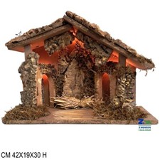 CAPANNA GROTTA VUOTA CON LUCI SCENARIO PER PRESEPE CM 42X19X30 H SU BASE 77277