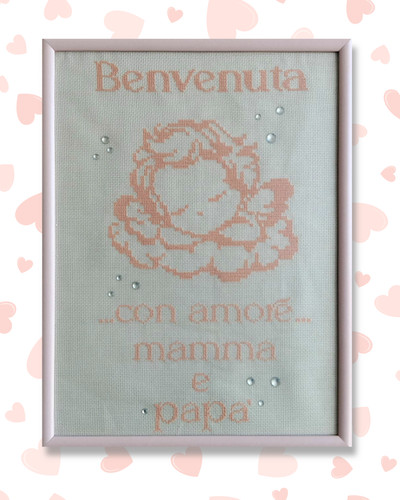 Quadretto nascita ricamato - , a