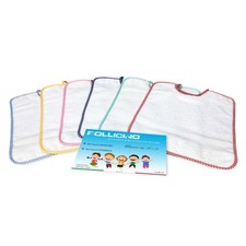 SET 6 BAVAGLINI BAVETTE bambino POLLICINO © cm. 28 x 33 bavaglio con elastico pu