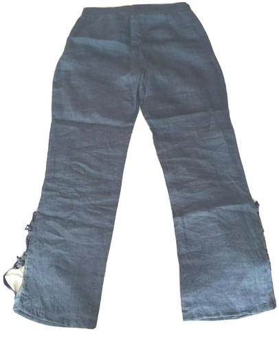 Pantaloni donna lino blu