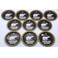 10 SOTTOBICCHIERI PUBBLICITARI-BJORNE BEER BIER BIRRA-IN METALLO-ANNI 70-VINTAGE