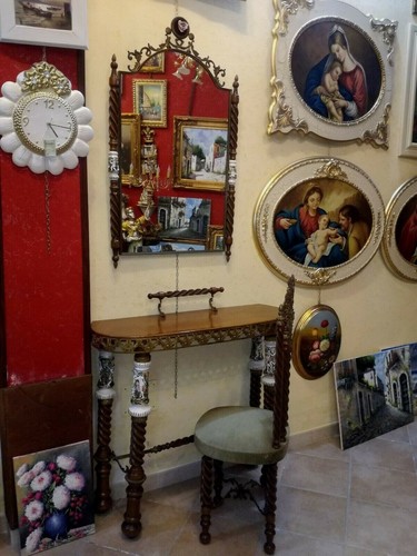 Antica console con specchiera - con,