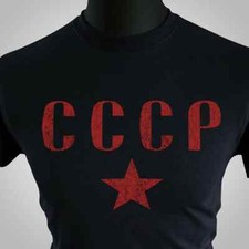 CCCP T Shirt Unione Sovietica URSS Russia Russa Retrò Vintage Comunismo Lenin Nero